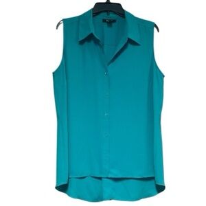Style & Co Sleeveless Teal Button-Up Blouse